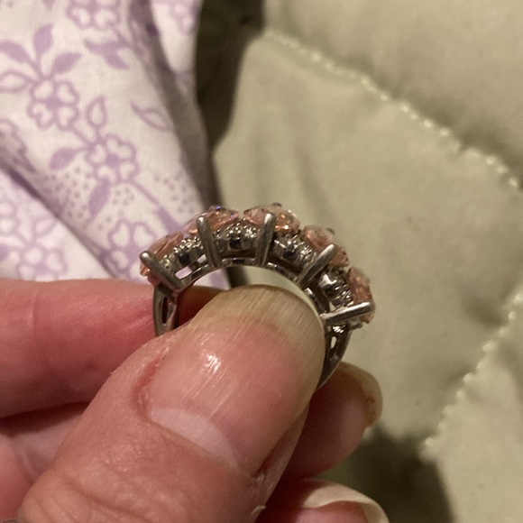 Stunning Pink Ice Ring With Cubic Zirconias Size 5 Rodium Over Sterling Silver - Picture 4 of 6